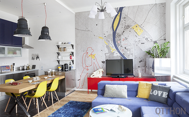 Színpompás kreatív otthon a belvárosban