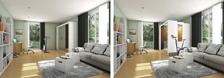 Összecsukható mobil szauna kisebb lakásokba 