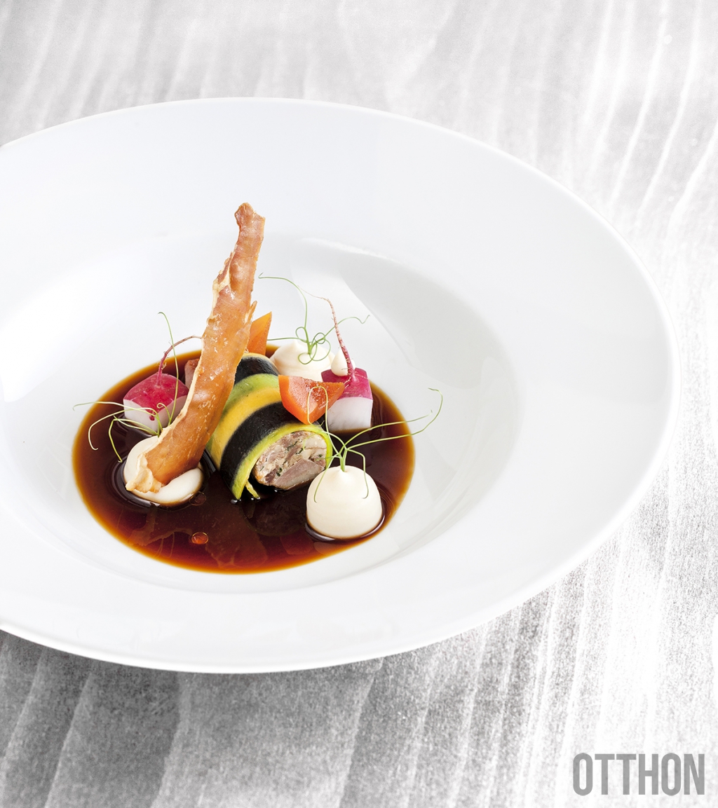 Kacsarilette csicsókakrémmal és házi tésztával