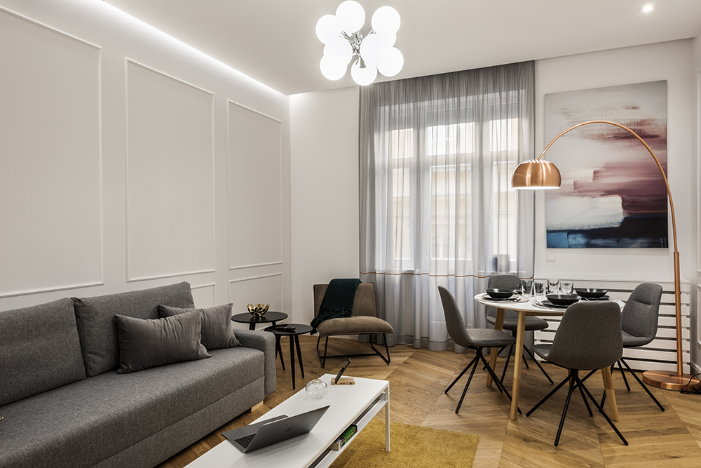 Elegáns és visszafogott legénylakás Budapesten